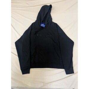 Champion Womens Fleece PO Hood Black Embroidered Logo Hoodie GF536 L New